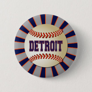 RETRO DETROIT BASEBALL 6 CM ROUND BADGE