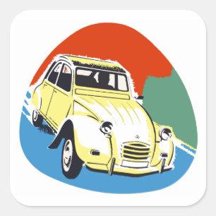 Retro Deux Chevaux the tin snail Square Sticker