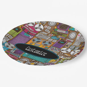 Retro Devices Recording Studio Paper Plate