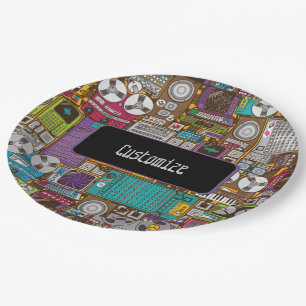 Retro Devices Recording Studio Paper Plates