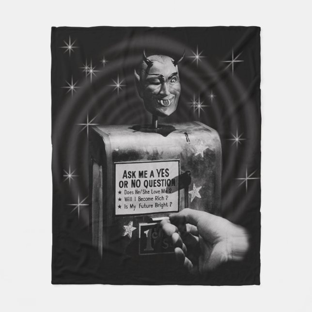 Retro Devil Question Box (vintage) Fleece Blanket (Front)