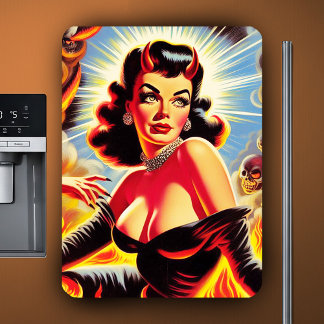 Retro Devilish Pinup Magnet
