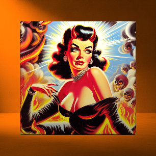 Retro Devilish Pinup Tile