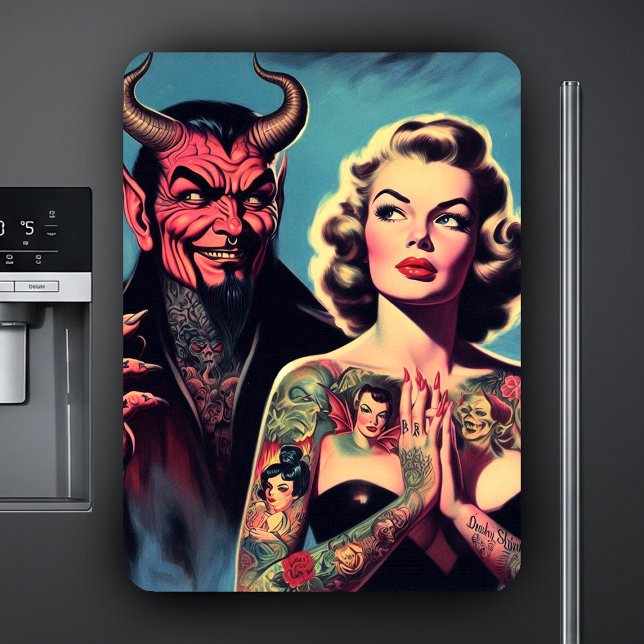 Retro Devilish Tattooed Pin-up Magnet (Creator Uploaded)