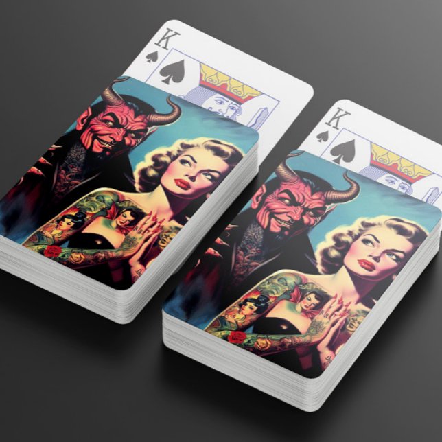 Retro Devilish Tattooed Pin-up Playing Cards (Creator Uploaded)