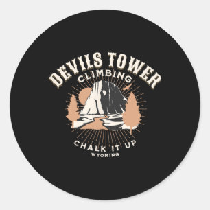 Retro Devils Tower Wyoming Mountain Rock Climbing Classic Round Sticker