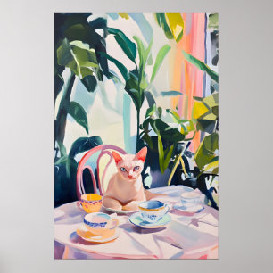 Retro Devon Rex Poster, Devon Rex Oil Painting Poster