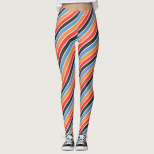 Retro Diagonal Striped   Colourful Modern Fashion Leggings