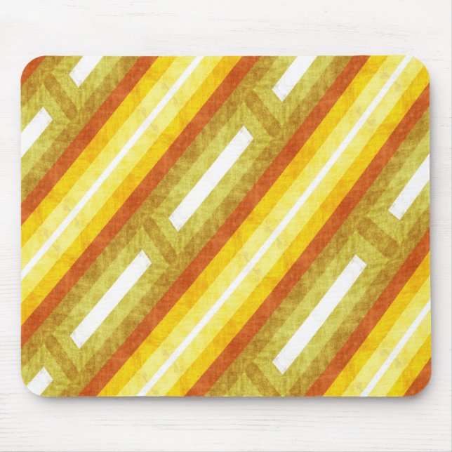 Retro Diagonal Stripes in Yellow and Orange Mouse Pad (Front)