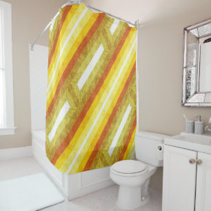 Retro Diagonal Stripes in Yellow and Orange Shower Curtain