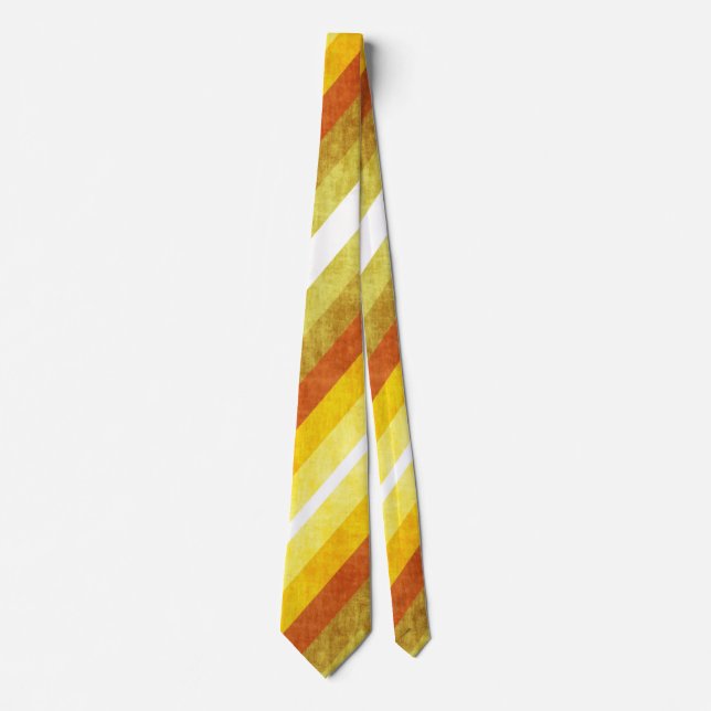 Retro Diagonal Stripes in Yellow and Orange Tie (Front)