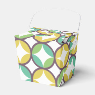Retro Diamond in Circle Pattern Blue Green Gold Favour Box