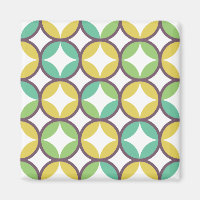 Retro Diamond in Circle Pattern Blue Green Gold