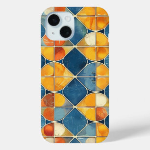 Retro Diamond Mosaic Phone Case in Blue and Orange