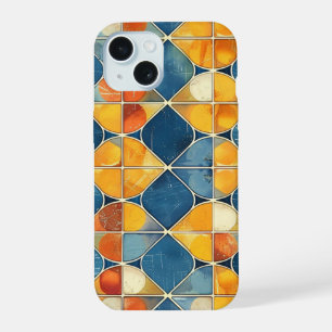 Retro Diamond Mosaic Phone Case in Blue and Orange