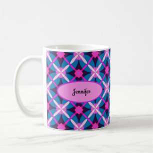 Retro Diamond Pattern in Pink, Purple and Blue - Coffee Mug