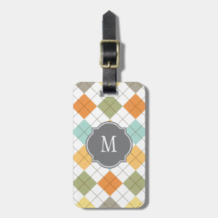 Retro Diamond Pattern Monogram Luggage Tag