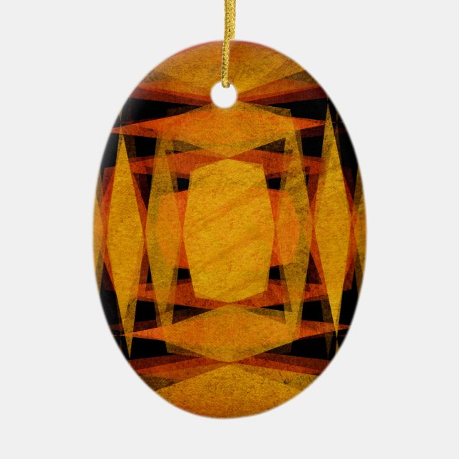 Retro diamond shapes pattern ceramic tree decoration (Front)