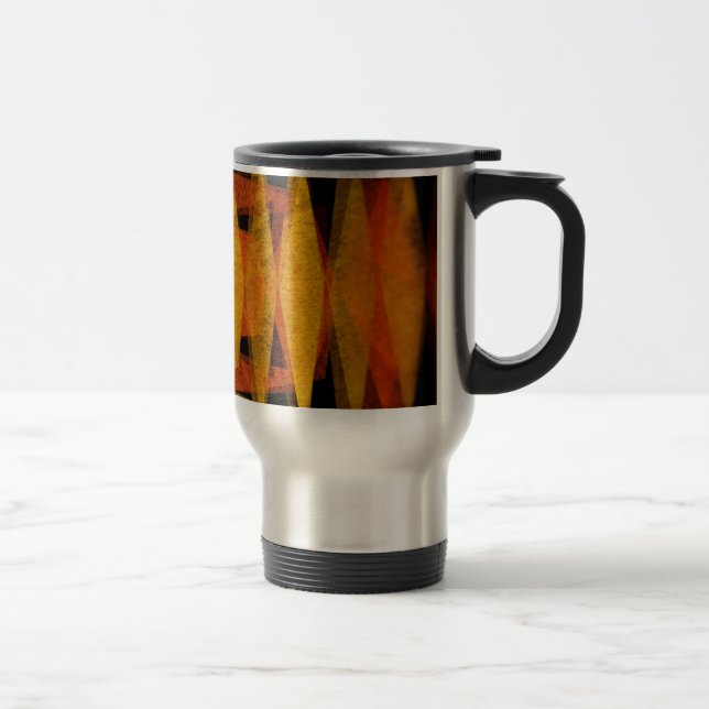 Retro diamond shapes pattern travel mug (Right)