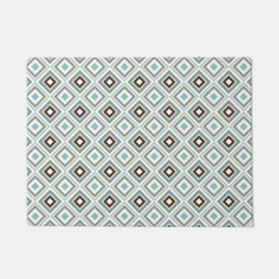 Retro Diamonds Brown Turquoise Doormat