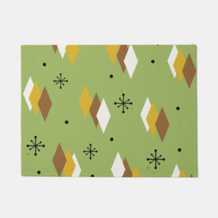 Retro Diamonds & Sputnik Starbursts Chartreuse Doormat