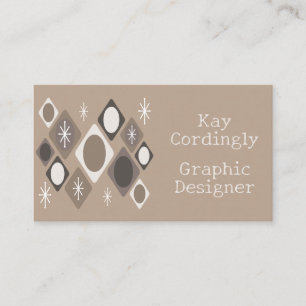 Retro Diamonds Stars Taupe Business Card
