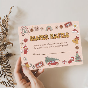 Retro Diaper Raffle Christmas Santa Baby Shower  Enclosure Card
