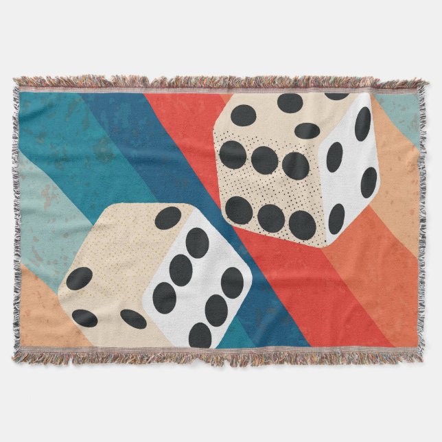 Retro Dice Wall Art Trendy Prints Feeling Lucky  Throw Blanket (Front)