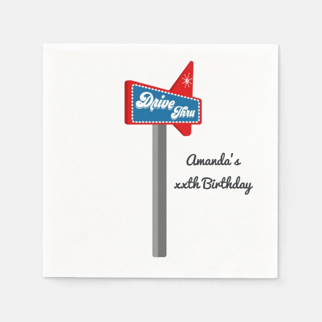 Retro Diner 4th July Sock Hop Party Napkin (Front)