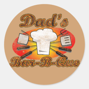 Retro Diner, Dad's Bar-B-Que BBQ Classic Round Sticker