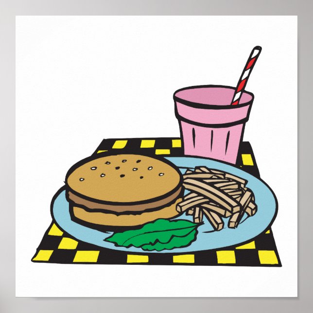 retro diner fast food meal poster (Front)