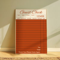 Retro Diner Guest Check Aesthetic Kitchen Wall