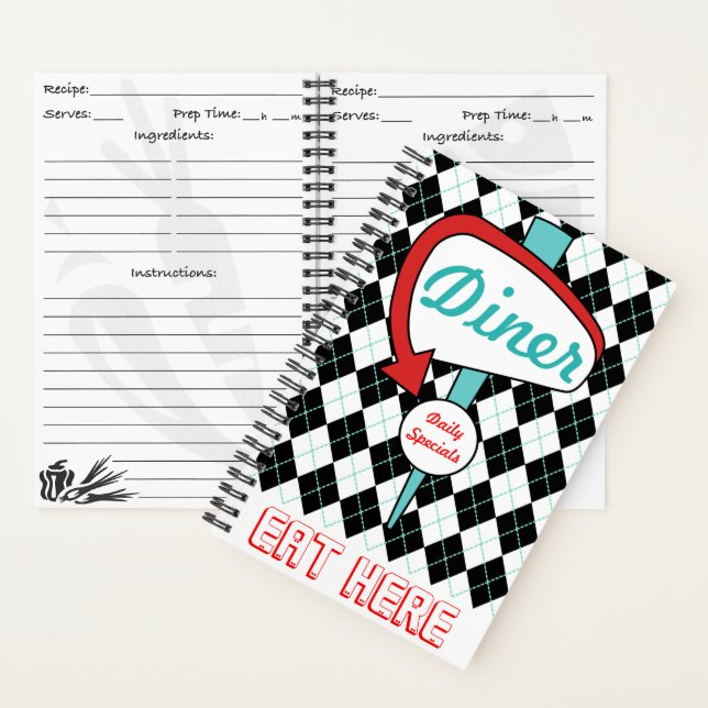 Retro Diner Kitchen Recipe Book  (Inside)