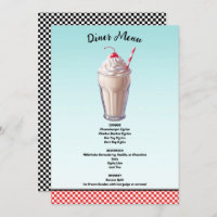 Retro Diner Milkshake Ice Cream Party Menu