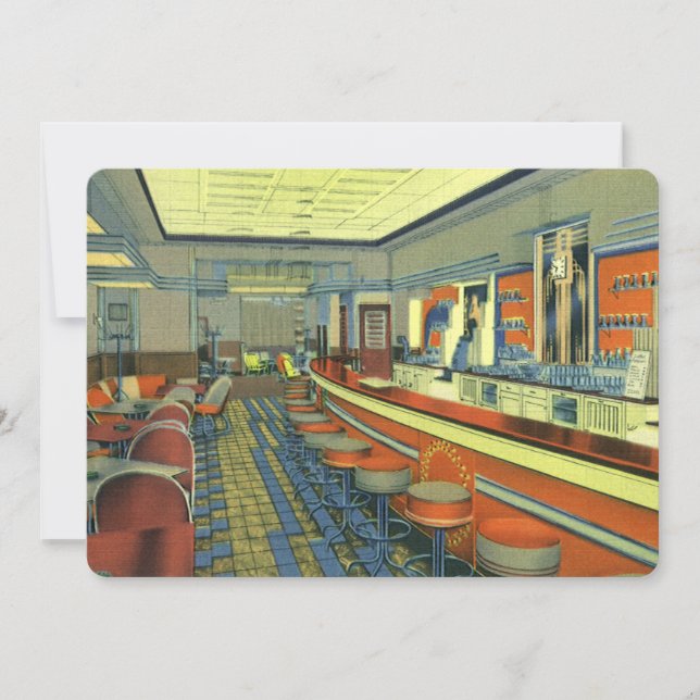 Retro Diner or Restaurant Soft Opening Invitation (Front)