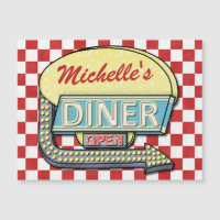 Retro Diner Sign 50s Red Chequered Personalised