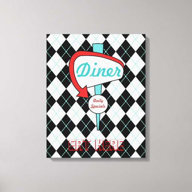 Retro Diner Sign Kitchen Wall Art  (Front)