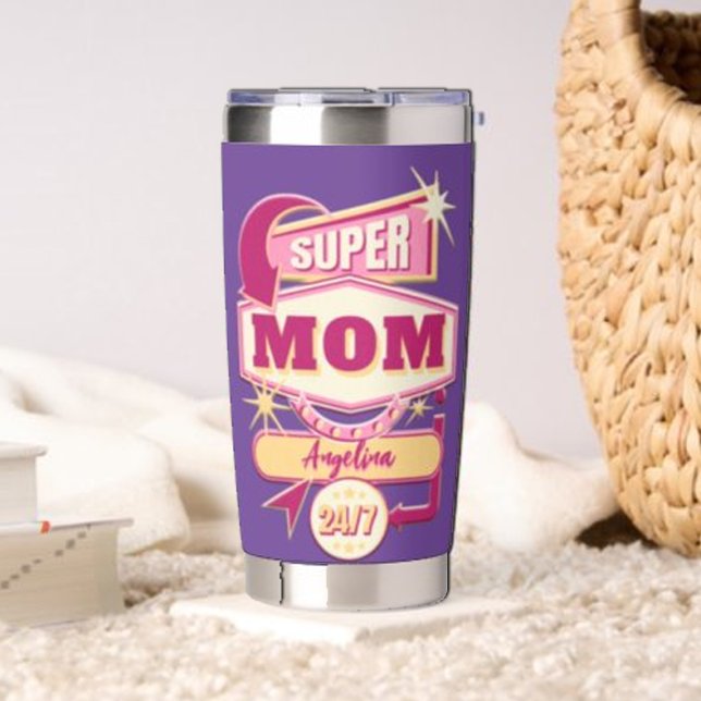 Retro Diner Sign Super Mum Insulated Tumbler (Creator Uploaded)