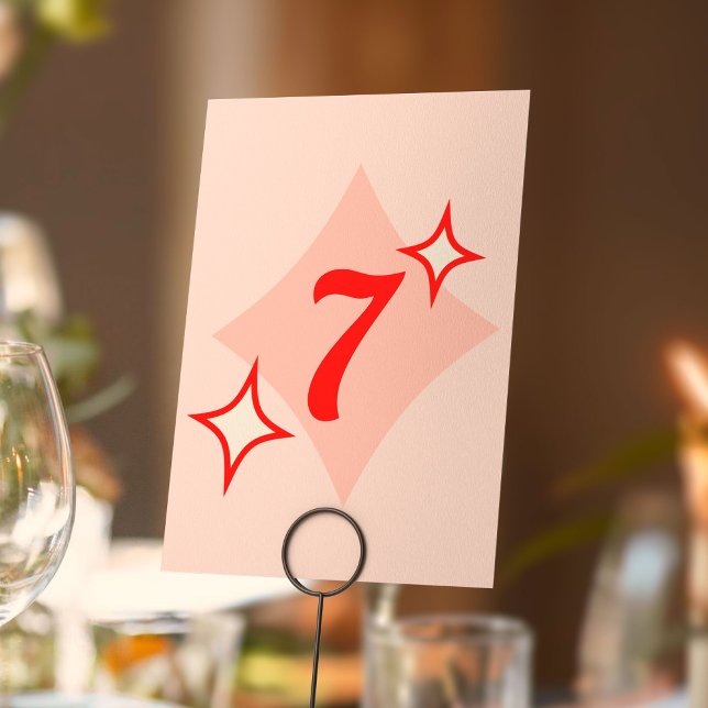Retro Diner Table Numbers (Retro Diner Themed Wedding Table Number)