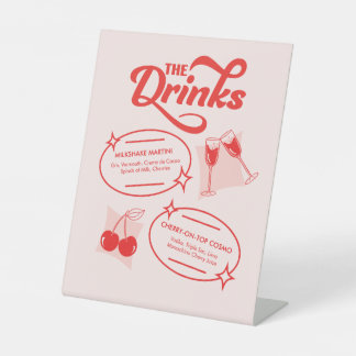 Retro Diner Wedding Bar Menu Pedestal Sign