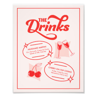 Retro Diner Wedding Bar Menu Photo Print