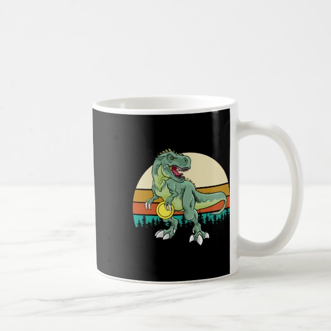 Retro Dino Dinosaur Golfer Gift T Rex Disc Golf  Coffee Mug (Right)