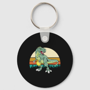Retro Dino Dinosaur Golfer Gift T Rex Disc Golf  Key Ring