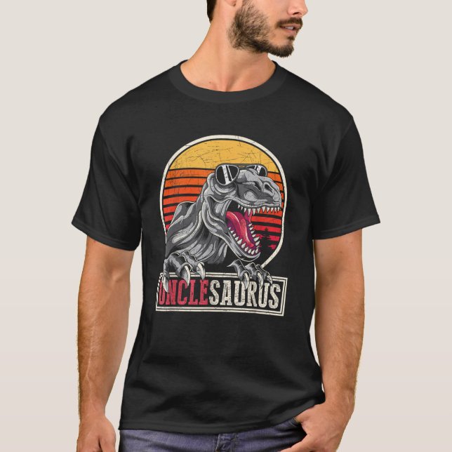 Retro Dinosaur Cool Uncle Unclesaurus T Rex T-Shirt (Front)