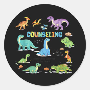 Retro dinosaur counseling school counsellor classic round sticker