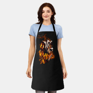  Retro Dinosaur Dead Burning Skull in Fire  Apron