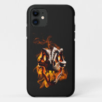  Retro Dinosaur Dead Burning Skull in Fire 