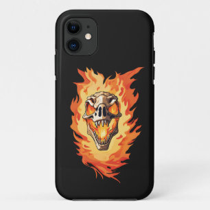 Retro Dinosaur Dead Burning Skull in Fire Case-Mate iPhone Case