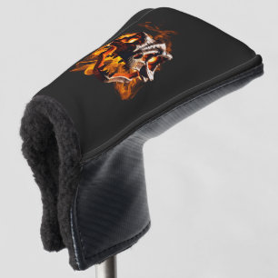 Retro Dinosaur Dead Burning Skull in Fire Golf Head Cover
