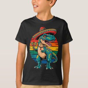 Retro dinosaur mexican party cinco de mayo sombrer T-Shirt